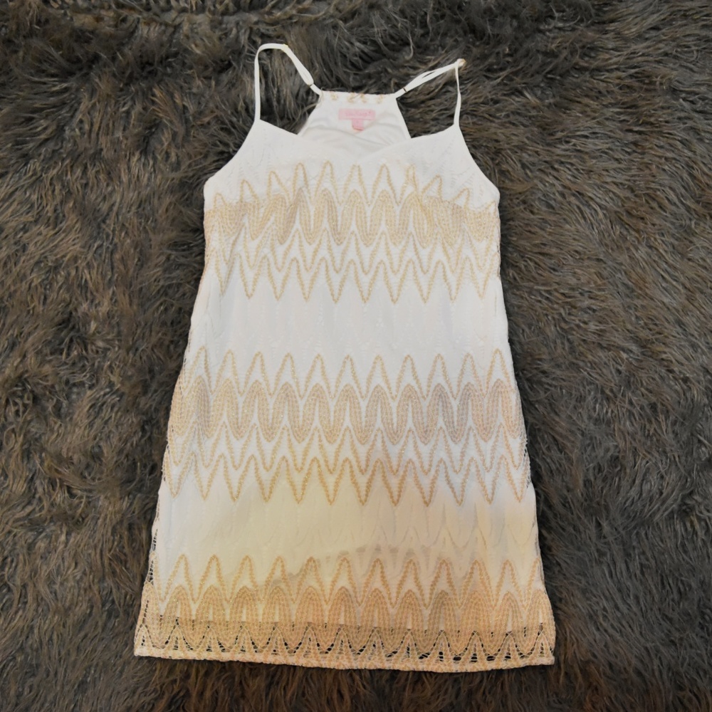 Lilly Pulitzer White and Gold Dress